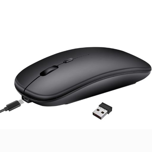 HXSJ M90 Ultrathin Mute Rechargeable Wireless Bluetooth Mouse Black - 1