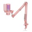 FEELWORLD VM1 Pink USB Gaming Microphone with RGB Light & Stand - 1
