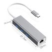USB-C to Ethernet RJ45 & 3 USB 3.0 Adapter HUB (Grey) - 2