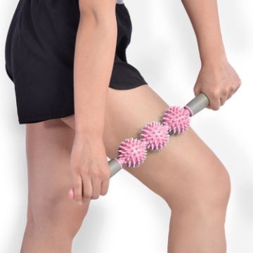 Triple Hedgehog Balls Muscle Massage Stick - Pink - 1