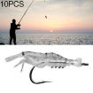 10 PCS 4cm Transparent Fishing Soft Shrimp Bait Lures with Hook - 1