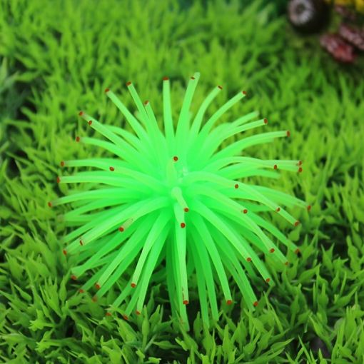 Green TPR Sea Urchin Ball Coral Aquarium Decor, 13cm Diameter, L Size - 1