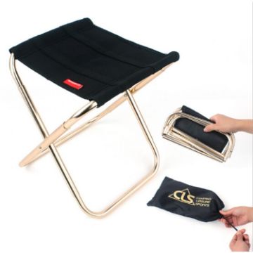 CLS Portable Aluminum Alloy Fishing BBQ Folding Stool, Black, 24.8x22.5x27cm - 1