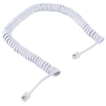 4 Core RJ11 Male-Male Spring Telephone Extension Cord 2m White - 1