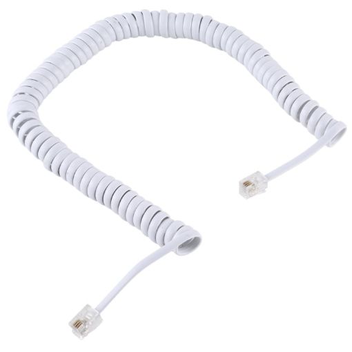 4 Core RJ11 Male-Male Spring Telephone Extension Cord 2m White - 1