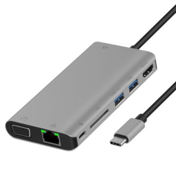 Onten 9591BD 8-in-1 USB-C Hub: Charging, Ethernet, HDMI, USB 3.0, VGA - 1