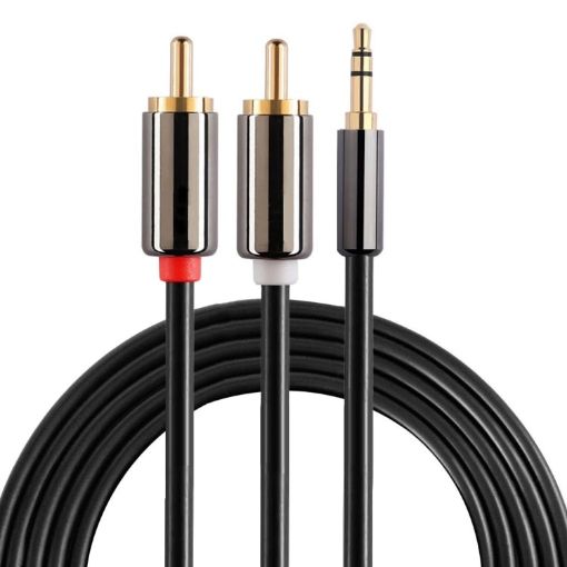 Gold Plated 2m 3.5mm Jack to 2 RCA Male Stereo Audio Cable - 1