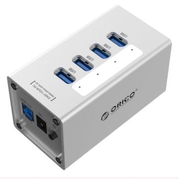 ORICO A3H4 Aluminum 4 Port USB 3.0 HUB with Power Supply (Silver) - 1