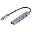 T-818 USB-C HUB Adapter: 4 x USB 3.0 Ports, Silver Grey - 1