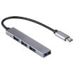 T-818 USB-C HUB Adapter: 4 x USB 3.0 Ports, Silver Grey - 2