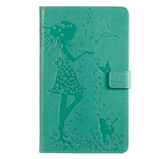 Galaxy Tab A 8.0 2019 Green Cat & Woman Flip Case with Wallet - 1