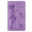 Galaxy Tab A 8.0 (2019) Woman & Cat Pattern Flip Case, Purple - 1