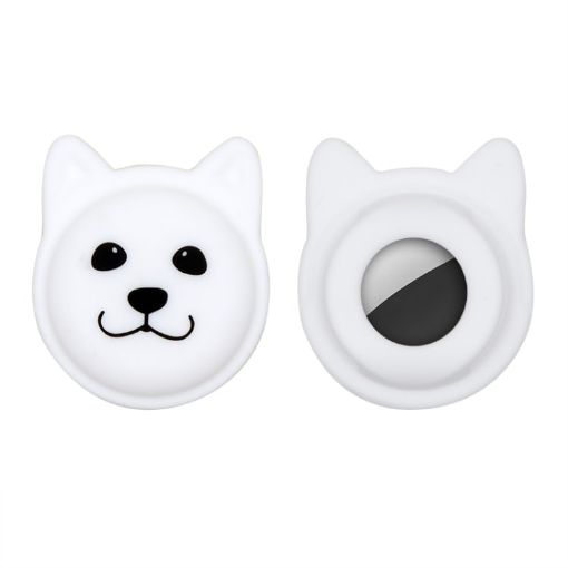 Cute Cartoon Pet Collar Tracker Silicone Case for AirTag (White) - 1