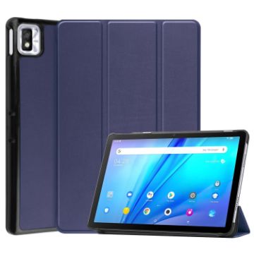 TCL Tab 10s Dark Blue Leather Tablet Case with Folding Holder - 1