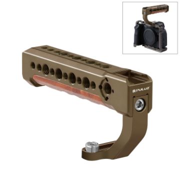 PULUZ Bronze Wooden Top Handle with Cold Shoe for Camera Cage - 1