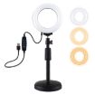 PULUZ Desk Holder + 4.7" LED Ring Light, Adjustable 15.5-25.5cm Height - 1