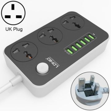 LDNIO SC3604 Travel Home Office Socket, 6 USB Ports, 2m Cable - 1