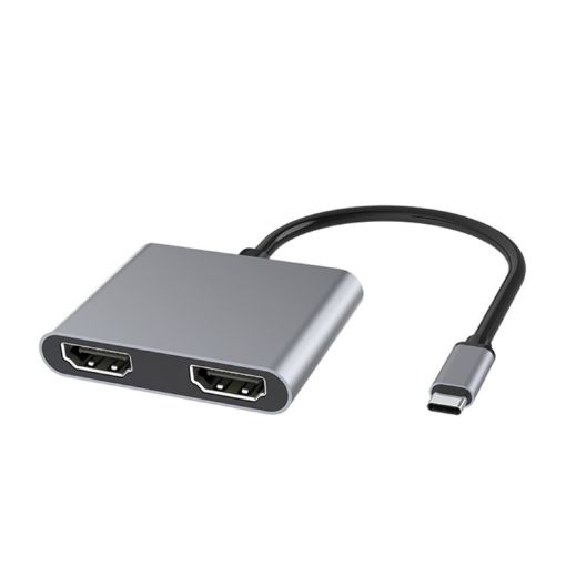 4 in 1 USB-C to PD, USB 3.0, Dual HDMI HUB Docking Station (Grey) - 1