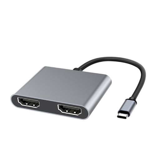 Dual HDMI USB-C/Type-C HUB Docking Station (Grey) - 2 in 1 Multifunction - 1