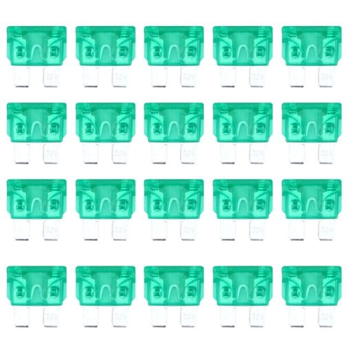 100 PCS 30A Auto Mini Blade Fuse, DC 12V, Green - 1