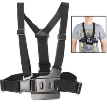 Elastic Body Chest Strap for GoPro, Insta360, DJI Cameras (Black) - 1