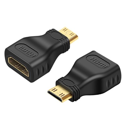 Mini HDMI Male to HDMI Female Adapter, Gold Plated (Black) - 1