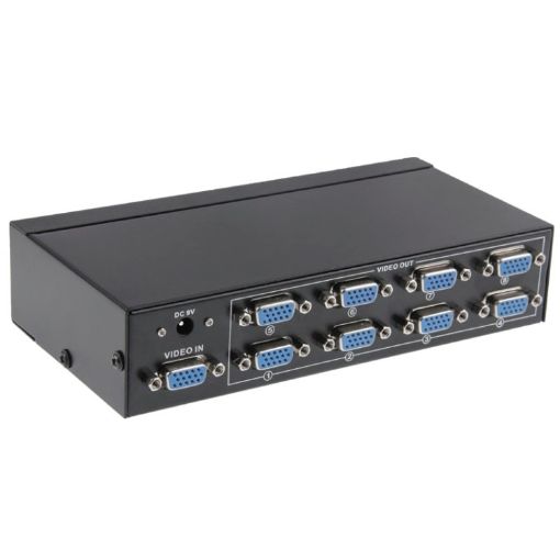FJ-2508A 8 Port VGA Splitter 1920x1440 250MHz Video Bandwidth - 1