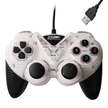White Wired USB Vibration Gamepad PC Controller Joystick Handle - 1