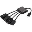 18cm Micro USB OTG 4-Port Hub Cable for Various Smartphones (Black) - 1