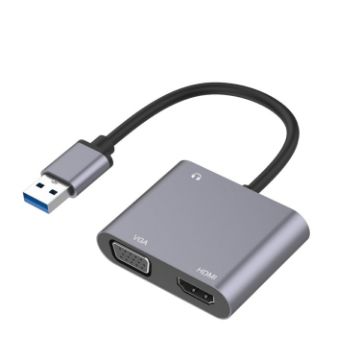 3 in 1 USB to HDMI VGA Audio Hub Adapter - 1