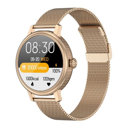 CF90 1.19" Gold Steel Watchband Smart Watch Color Screen - 1
