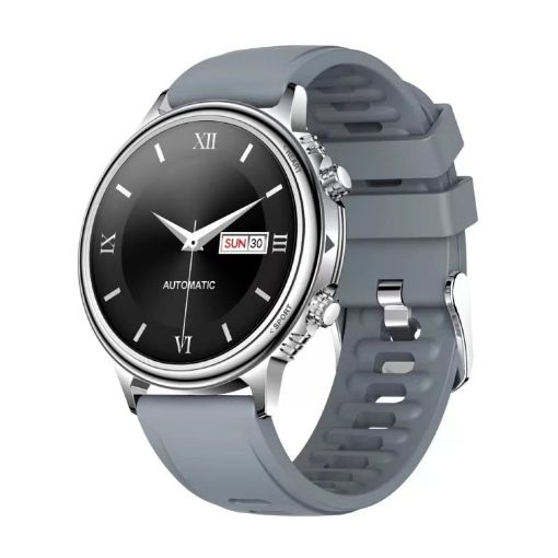 CF85 Silver Smart Watch 1.32" Color Screen with Silicone Band - 1