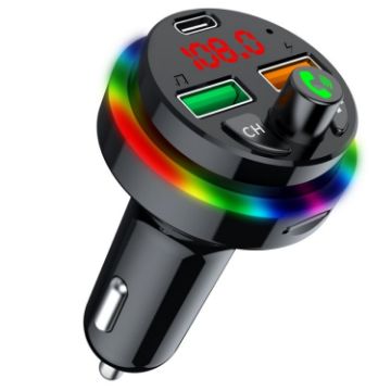 PDF16 Bluetooth FM Transmitter with Ambient Light & Dual USB Charger - 1