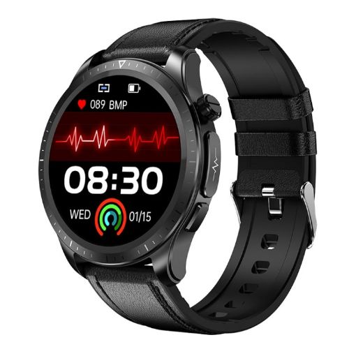 E420 1.39" Smart Watch, Leather, Heart Rate/Blood Pressure Monitor - 1