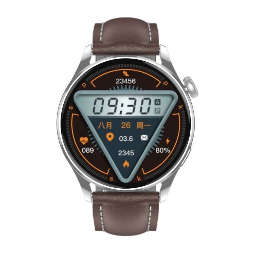 Q3 Max Smart Watch 1.36" Color Screen, Leather, Heart/BP Monitor (Brown) - 1