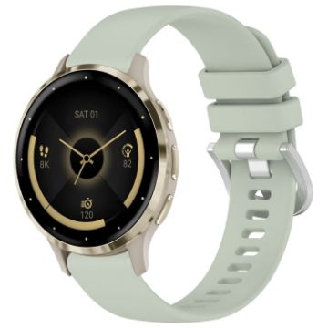Garmin Venu 3S Green Silicone Watch Band with Silver Buckle - 1