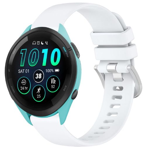 Garmin Forerunner 265S White Silicone Watch Band with Silver Buckle - 1