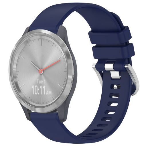 Garmin Vivomove 3S Dark Blue Silicone Watch Band Silver Buckle - 1