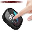 Fitbit Versa 3/Sense Frosted PC + Temp Glass Watch Case (Black) - 4