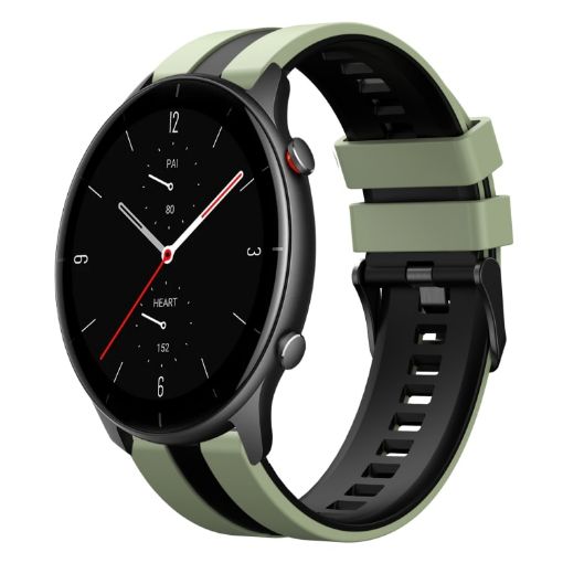 Amazfit GTR 2e 22mm Light Green+Black Silicone Watch Band - 1