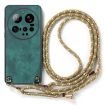 Xiaomi 15 Ultra Green Leather Phone Case with Crossbody Strap - 2
