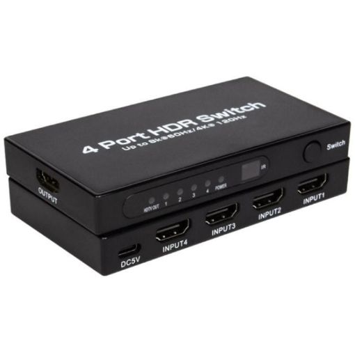 8K 60Hz HDMI 2.1 Gaming Switcher 4x1 with Remote EU Plug - 1