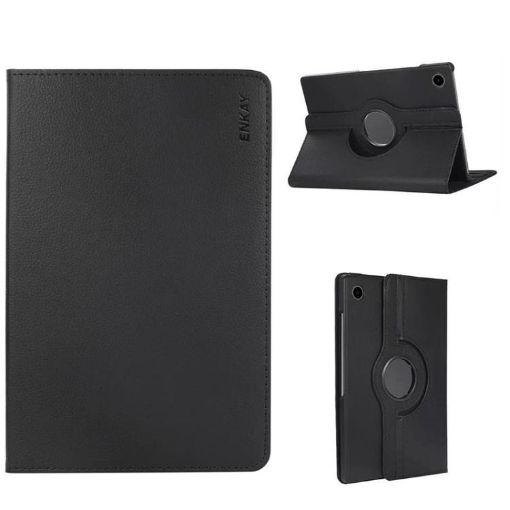 Samsung Galaxy Tab A9 Litchi Leather 360 Rotation Case (Black) - 1