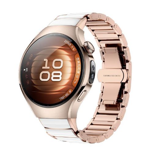 Huawei Watch 5 42mm Ceramic Metal Band, Butterfly Buckle, Rose White - 1