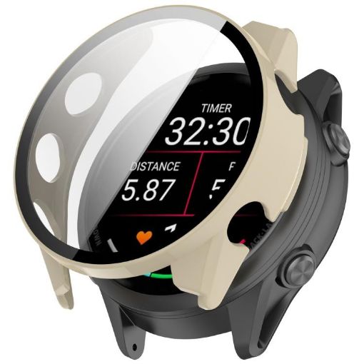 Garmin Forerunner 570 42mm Ivory White PC Case with Tempered Film - 1