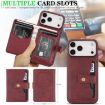 iPhone 17 Pro Max Red Leather Case with MagSafe Ring & Card Holder - 4