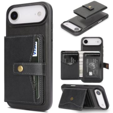 iPhone 17 Air Kalebol Leather MagSafe Case with Card Holder (Black) - 1