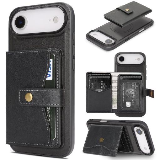 iPhone 17 Air Kalebol Leather MagSafe Case with Card Holder (Black) - 1