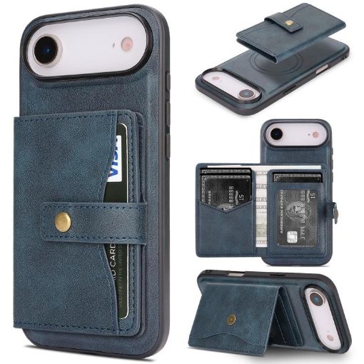 iPhone 17 Air MagSafe Leather Case with Card Bag (Blue) - 1