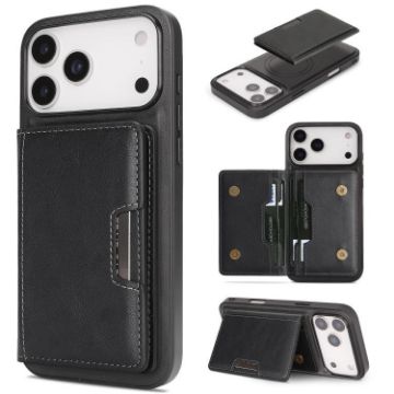 iPhone 17 Pro Max Kalebol MagSafe Card Bag Leather Case (Black) - 1